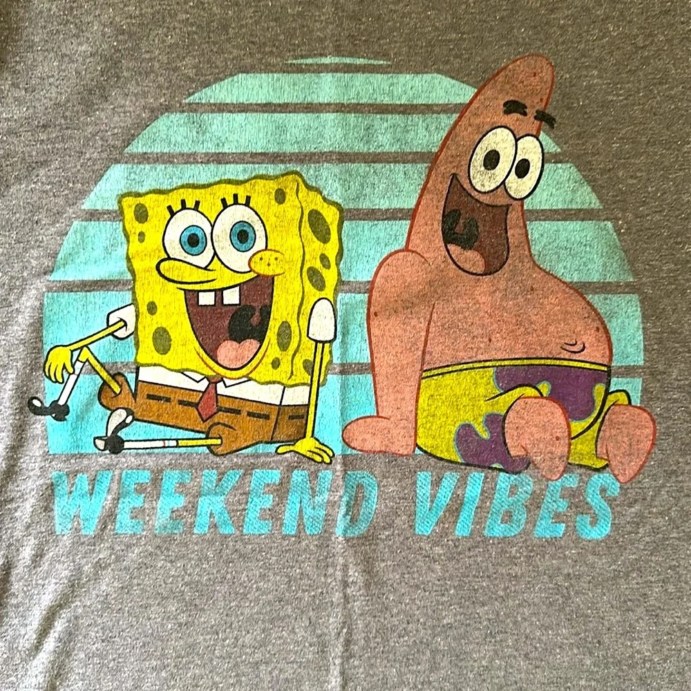 ⭐️GAP KIDS SpongeBob SquarePants Kids T-Shirt size large gray VGUC